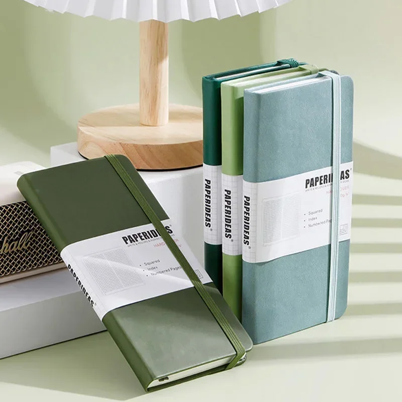 Vintage Leather Journal Notebook - สมุดโน๊ตบุคสำหรับเดินทางแบบมีหมายเลขกระเป๋าใส่กระดาษ100gsm ปกหน้าสมุดบันทึกขนาด158สัปดาห์รายวันแบบหนา/มีเส้นประ/สี่เหลี่ยมจัตุรัส/ว่างเปล่า