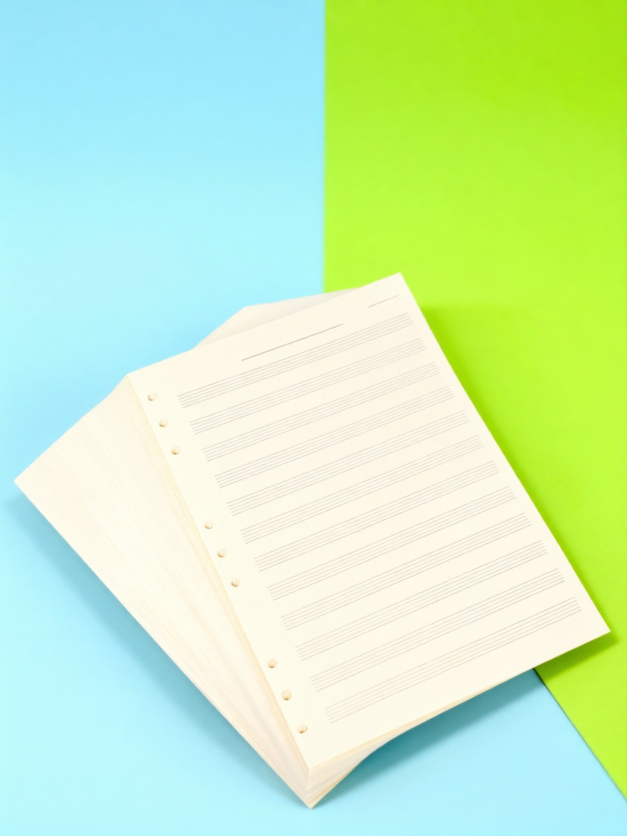 Blank Sheet Music Notebook - กระดาษสำหรับเขียนโน้ตเพลง 100 แผ่น, แบบ 5 เส้น,