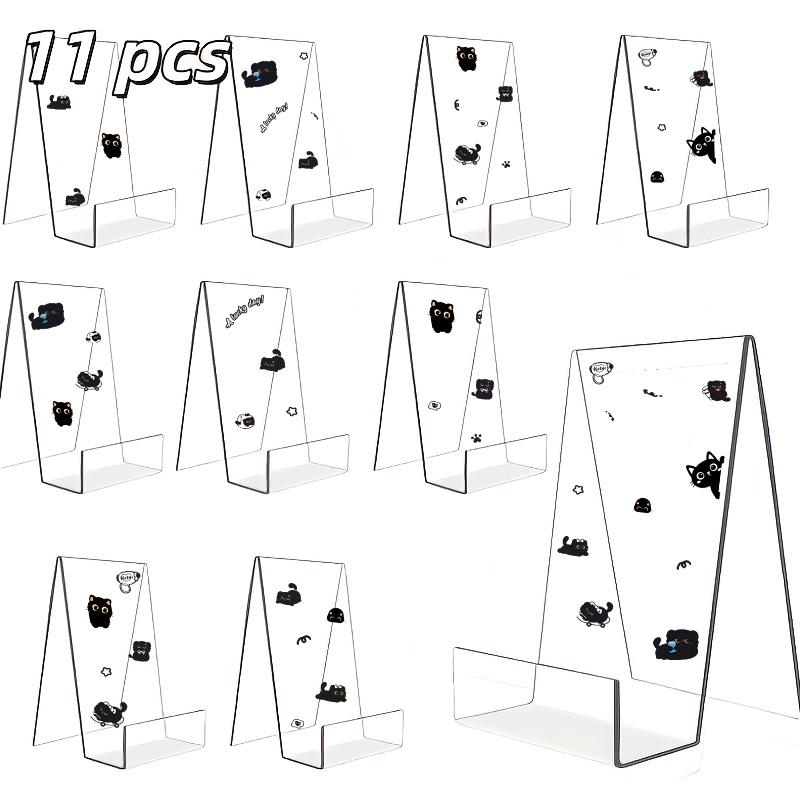 Clear Acrylic Book Stand Holder - ชุดขาตั้งโชว์หนังสืออะคริลิก 11 ชิ้น พร้อมที่วางแท็บเล็ตแบบใส สำหรับวางหนังสือ รูปภาพ