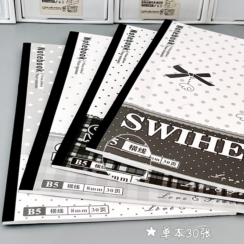 4 ชุดสมุดพลาสติก B5 สีดำและขาว - Blank Sheet Music Notebook บทวิจารณ์และราคา