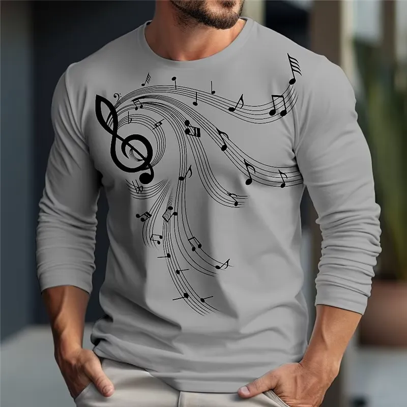 เสื้อยืดแขนยาวผู้ชาย ลายพิมพ์ด - Music บทวิจารณ์และราคา